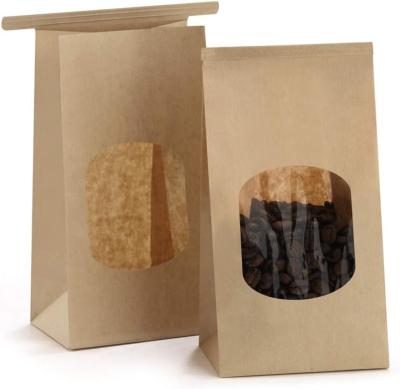 China Bakery Bags with Window Kraft Paper Bags Tin Tie Tab Lock Bags Window Bags Cookie Bags Coffee Bags Treat Bags for sale
