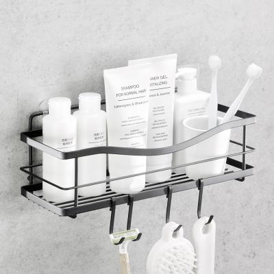 China Scratch Resistant Stainless Steel Multifuctional Hooks Adhesive Shower Organizer for Kitchen and Bathroom for sale