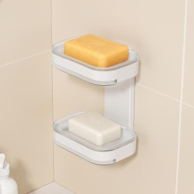 China No Drill Plastic Double Layer Shower Caddy with Strong Adhesive for Wall Mounting for sale