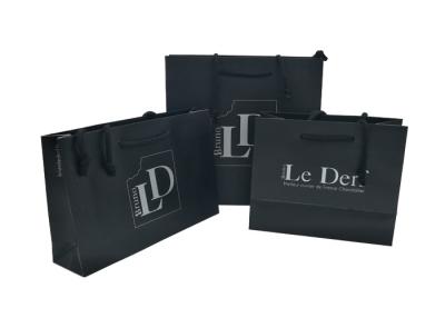 China Black Sustainable Personalised Paper Bags , Paper Shopping Bags With Handles for sale
