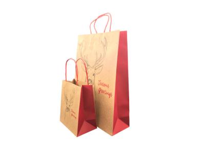 China Biodegradable Luxury Christmas Packaging , Brown Paper Christmas Gift Bags for sale