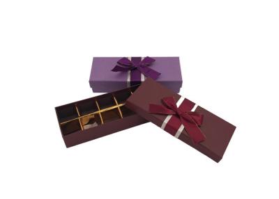 China Personalised Elegant Cardboard Chocolate Boxes With Dividers / Ribbon Decorated for sale