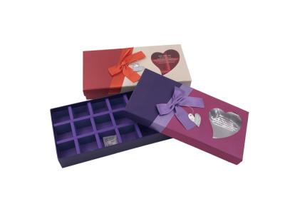 China Luxury Rectangular Chocolate Presentation Boxes With Ribbon And Window for sale