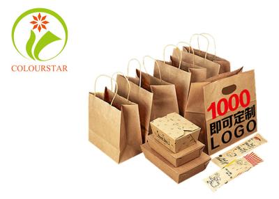 China Custom Logo Printed Cheap Eco Recycle Take Away Food Packaging Brown Craft Paper Bag With Handles for sale