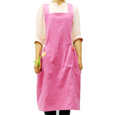China Pink Washable Wholesale Pinafore 100% Cotton Cross Back Apron For Kitchen for sale