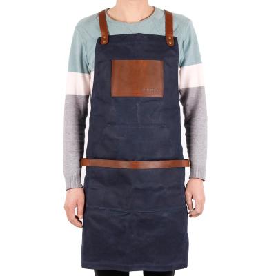 China CHANGRONG Custom Water Resistant Vintage Adjustable Cross Ties Men Heavy Duty Waxed Canvas Work Apron for sale