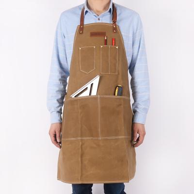 China CHANGRONG Custom Water Resistance Canvas Shop Tool Apron Heavy Duty Waterproof Waxed Leather for sale
