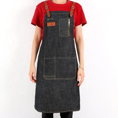 China CHANGRONG washable custom cafe restaurant denim baking apron with pockets for men and women for sale