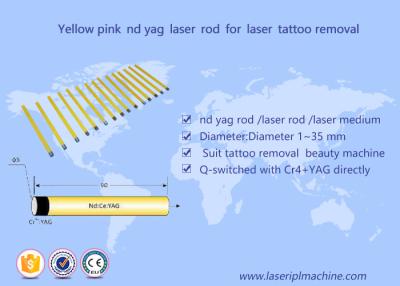 Cina Cristallo medico 5*85mm di rosa di giallo di Rod della macchina di rimozione del tatuaggio del laser del ND Yag in vendita