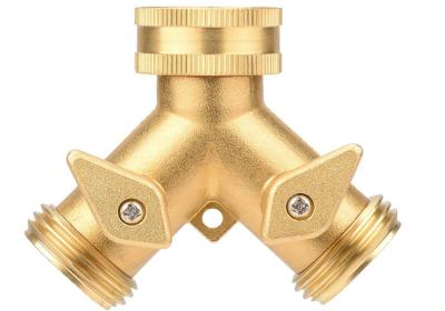 China 3/4 In Brass Water Hose Y Valve , JIS 2 Way Hose Splitter for sale