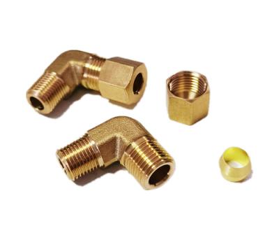 China 1/4 NPT Brass Compression Union 90 Degree Elbow Fitting for sale
