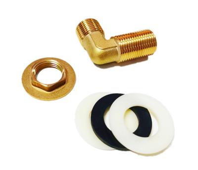 China Lead Free 90 Degree Brass Elbow With 1/2″ BSP Wide Flange Brass Tap Back Nuts for sale