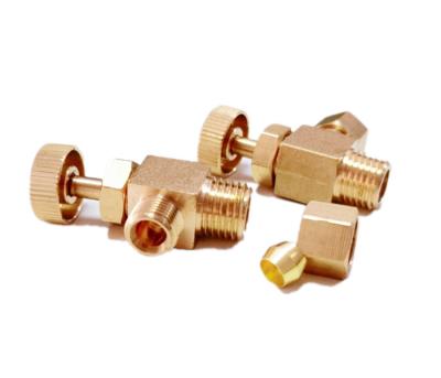 China Lead Free Brass 1/4 90 Degree Angle Needle Valve With Brass Handwheel for sale