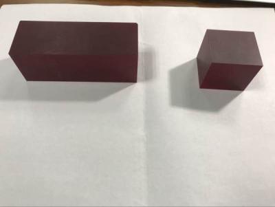 China tamaño modificado para requisitos particulares bloque rojo del Cr Al2O3 del cristal de zafiro del laser 36x36x60mmt Cr3+Doped en venta