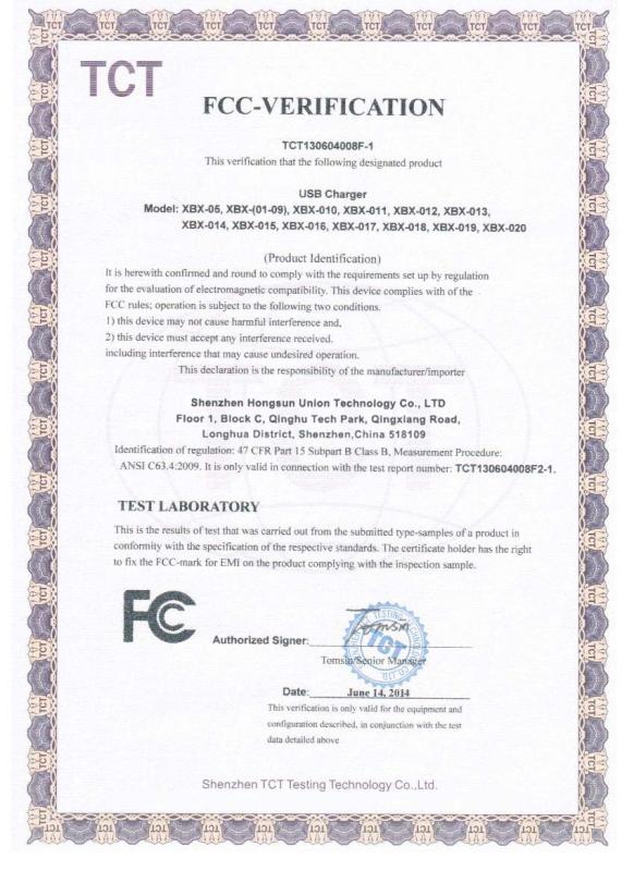 FCC-Verification - SHENZHEN  HONGSUN  UNION  TECHNOLOGY CO., LTD