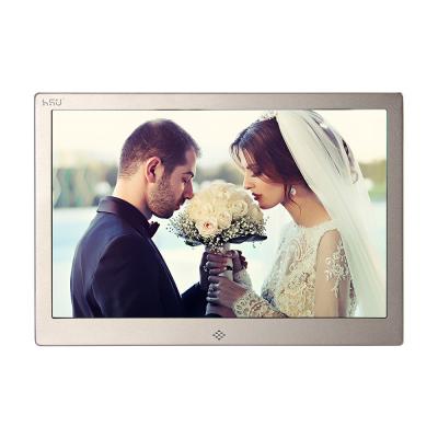 China Golden HD Digital Photo Frame With Remote Control / 12.3 Inch Led Digital Photo Album for sale