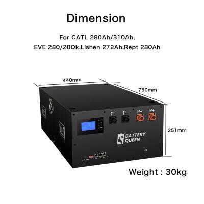 중국 16S 51.2V Diy Battery Box Solar Lifepo4 230Ah 280Ah Power Bank Ship Power Server Rack 판매용