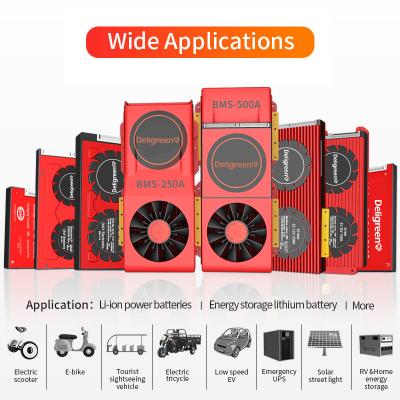 China Deligreen Smart Bms Lifepo4 Battery 4S 8S 12S 15S 16S 20S 24S 12V 24V 36V 48V 60V 72V BMS 10A-500A With UART BT 485 CAN for sale