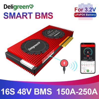 China Lifepo4 Smart BMS 16S 200A With UART BT For Lithium Battery Pack 48V for sale