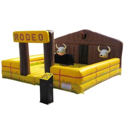 China Funny Mini indoor inflatable mechanical pulling rodeo bull PVC for children interactive sport backyard game for sale