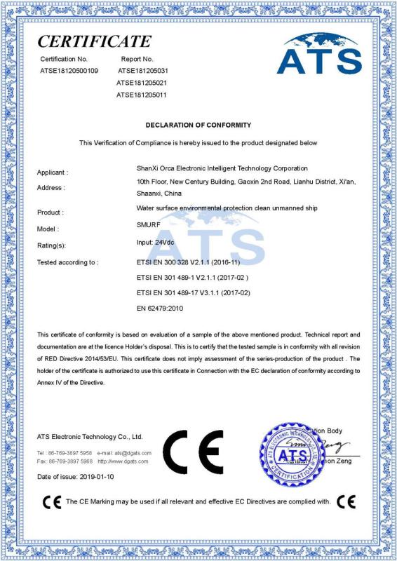 CE-RED Certificate  EMC - ShaanXi Orca Electronic Intelligent Technology Corporation Co., Ltd