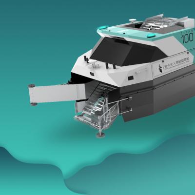 China Barco Driverless da ceifeira USV da grama da água da lagoa do TITÃ para a planta aquática que sega a profundidade de 800mm à venda