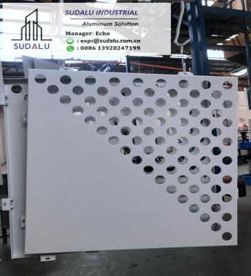 China SUDALU 30mm, 50mm diameter Aluminum Perforated Facade Cladding Panel with White Powder Coating for sale