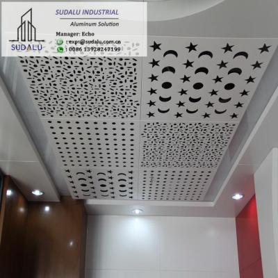 China SUDALU Foshan Laser Cut Aluminum Solid Panel for Ceiling Customized Suspended Perforated Ceiling Panels for sale