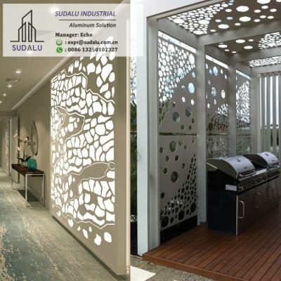 China SUDALU Metal Interior Decorative Divider Screen Panel Aluminum Partition Perforated Panel for sale