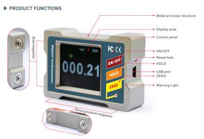 China DMI410 Visión nocturna Cuatro colores Clinómetro de pantalla digital Protección IP54 Sensor de inclinación 100g Alta resistencia al impacto en venta