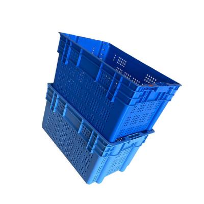China Recycled Polypropylene Vegetable Moving Crates 600x400 Blue 2Kg Snap Closure for sale