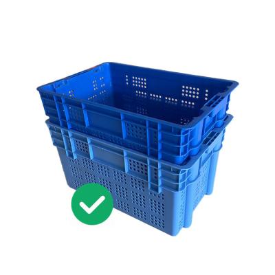 China 60x40 Warehouse Plastic Crates Seafood Dynamic Load 50Kg Stackable for sale