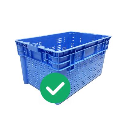 China Virgin PP HDPE Seafood Stackable Storage Crates 70Kg Load Nestable Plastic Crates for sale