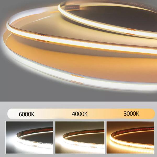 Quality 480led CE RoHS 12V 100ft Warm White COB LED Strip 6500K 24V Flexible for sale