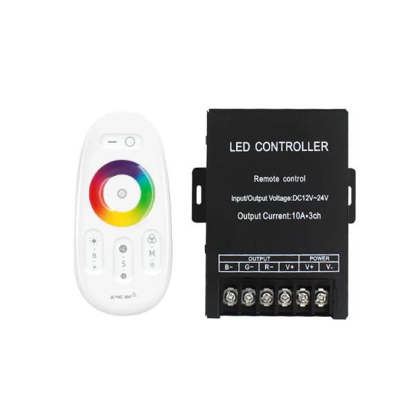 Quality RF LED Controller DC 12V 24V RGB WW CW Controller 360W Full Touch Screen Iron for sale