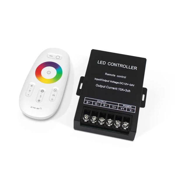 Quality RF LED Controller DC 12V 24V RGB WW CW Controller 360W Full Touch Screen Iron for sale