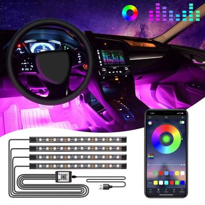 China RGB 5050 Foot Decorative Atmosphere Ambient Car Interior Lights With APP Music Wireless Remote Control for sale