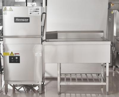 China Silver Rack Conveyor Dishwasher Freestanding 5KW Hood Type Dishwashing Machine for sale
