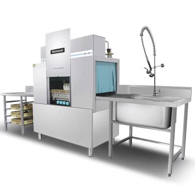 中国 380V Conveyor Commercial Dishwasher Multiple Wash Zones 販売のため