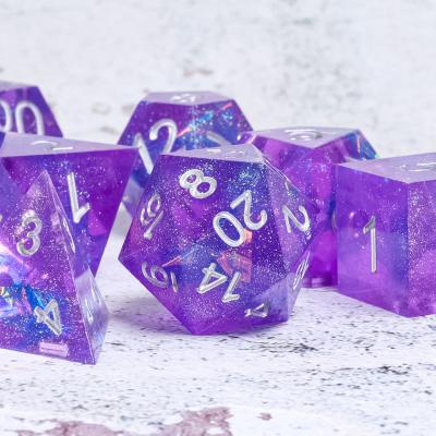China Translucent Purple Resin RPG Dice Practical For Tabletop Gaming for sale