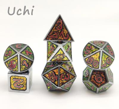 China Sturdy Tabletop RPG Dice Set Gold Plated Surface Hand Carved for sale