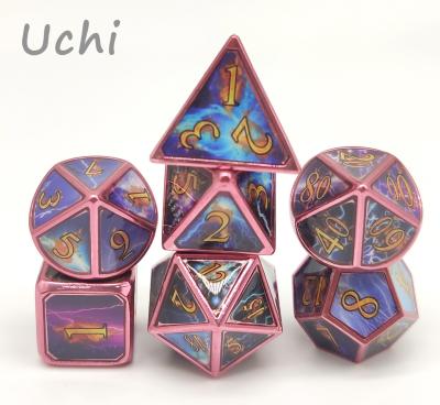 China Hand Pouring Durable Fancy Dice Set , Environmental Friendly Color Changing Dice for sale