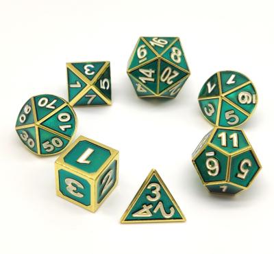 China Lightweight Practical Green Dice Set , Wear Resistant Green Metal DND Dice for sale