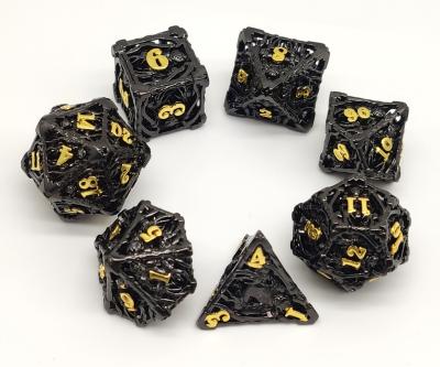 China Odorless Portable DND Dice Metal , Hand Carved Black RPG Dice for sale