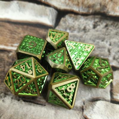 China Polyhedron Dice Card Affirm card Hand Carved Metal Practical Plating Sharp 7 Piece for sale