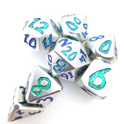 China Made Dice Polyhedral Set Exquisite Carving Metal Dice Luxury Poker for sale