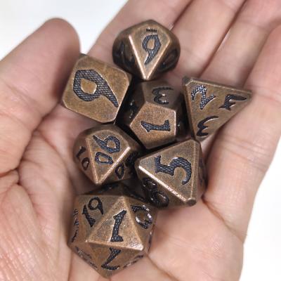 China Magic the Gather Metal Polished Custom Metal Polyhedral Dice Copper for sale