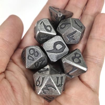 China Mini Polyhedral Dice Set Metallic Brass Wear Copper Dice Sets Gaming Dice Manual for sale