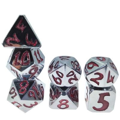 China Multipurpose Tiny Metal Dice Red Dice Polyhedral Set For Dungeons And Dragons Silver Red for sale