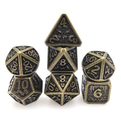 China Board Game DND Practical Tabletop Gaming Dice Set Polyhedral Black Cuprum Multipurpose for sale